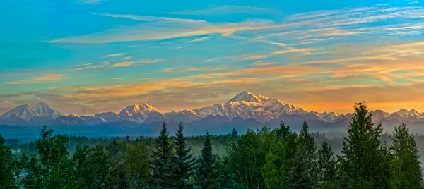 Denali Sunrise at Talkeetna -- 8 x 17 ft. Wall Mural by John Freeman